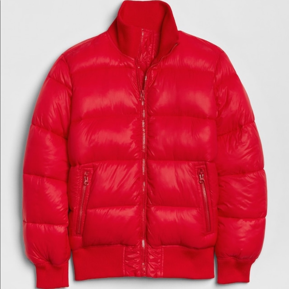 Gap Red Puffer Bomber Jacket - image 5